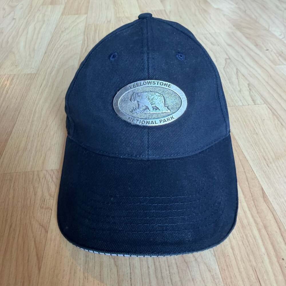 Jhats Yellowstone National Park Hat Navy Blue Bear Patch Adjustable Cap